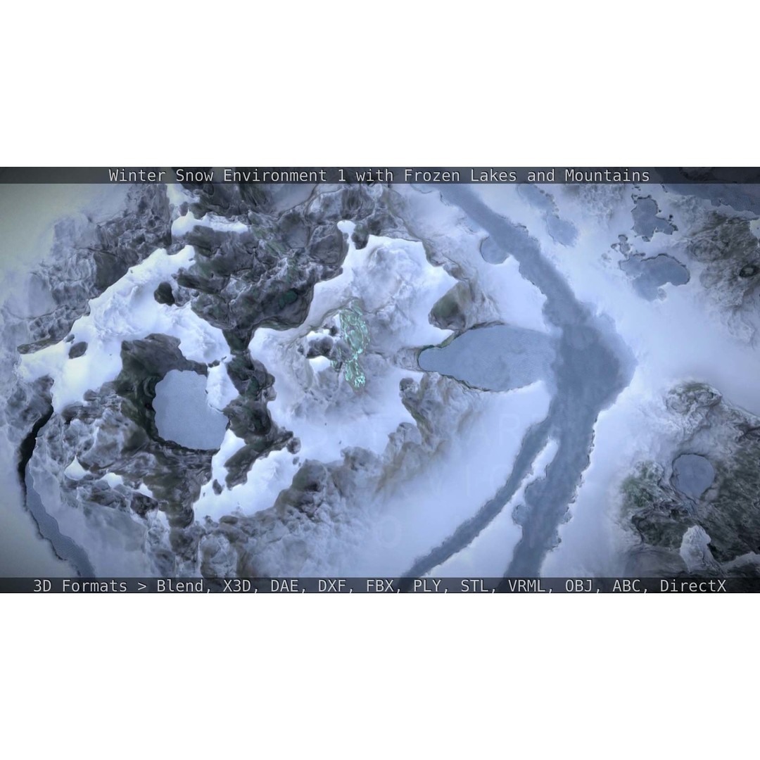 Winter Snow Environment 3D Model – Low Poly Landscape with Frozen Lakes and Mountains - View 43