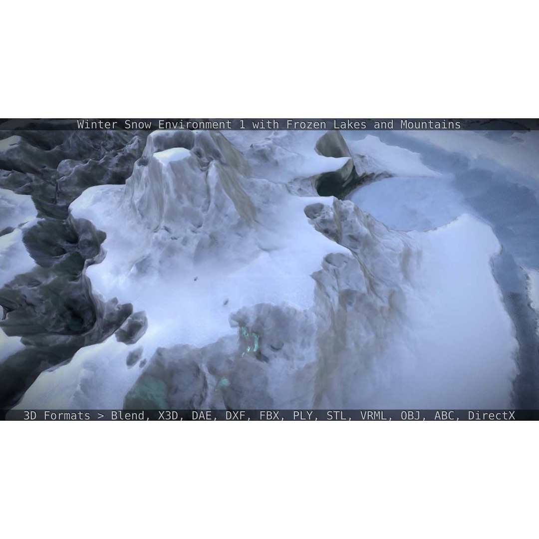 Winter Snow Environment 3D Model – Low Poly Landscape with Frozen Lakes and Mountains - View 47