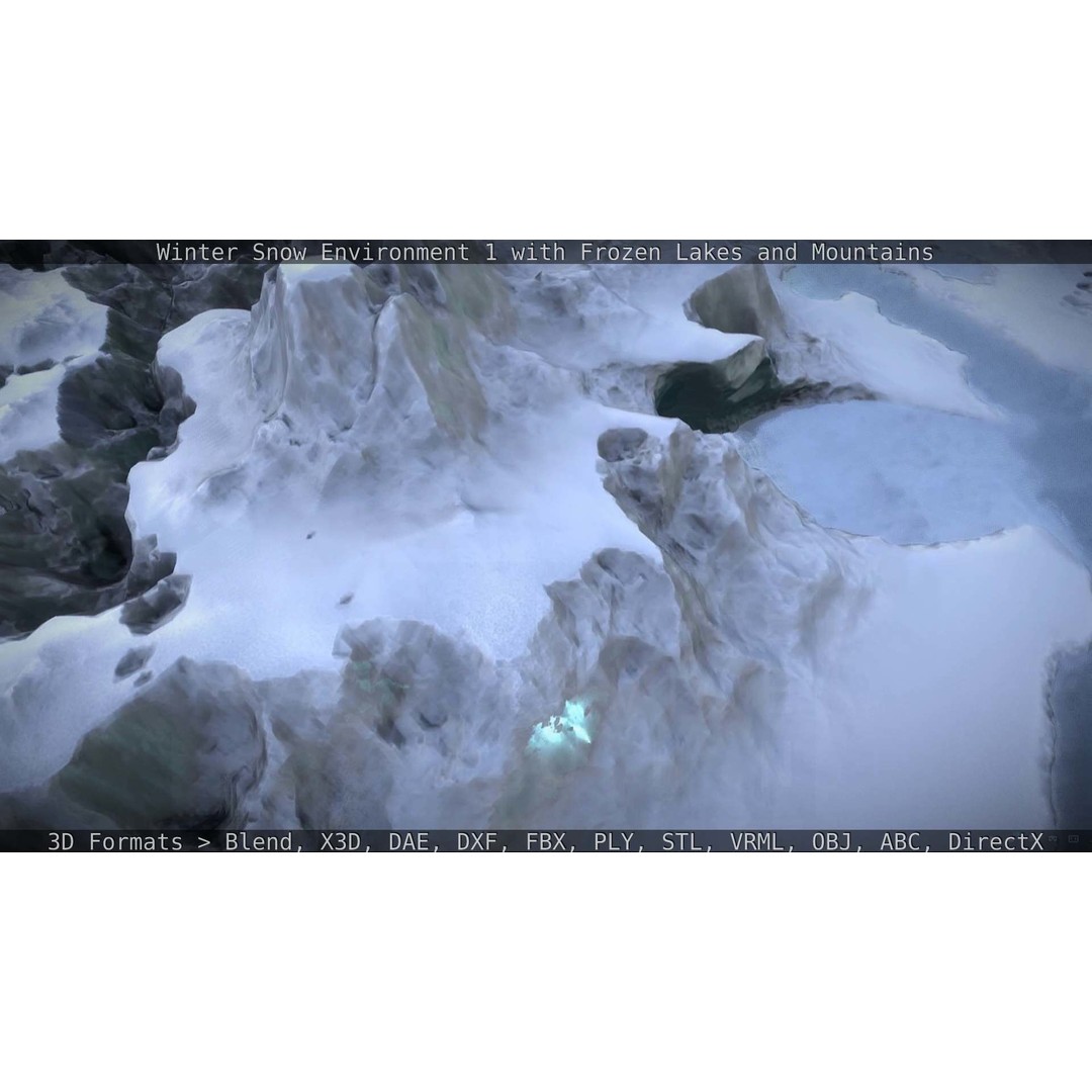 Winter Snow Environment 3D Model – Low Poly Landscape with Frozen Lakes and Mountains - View 48