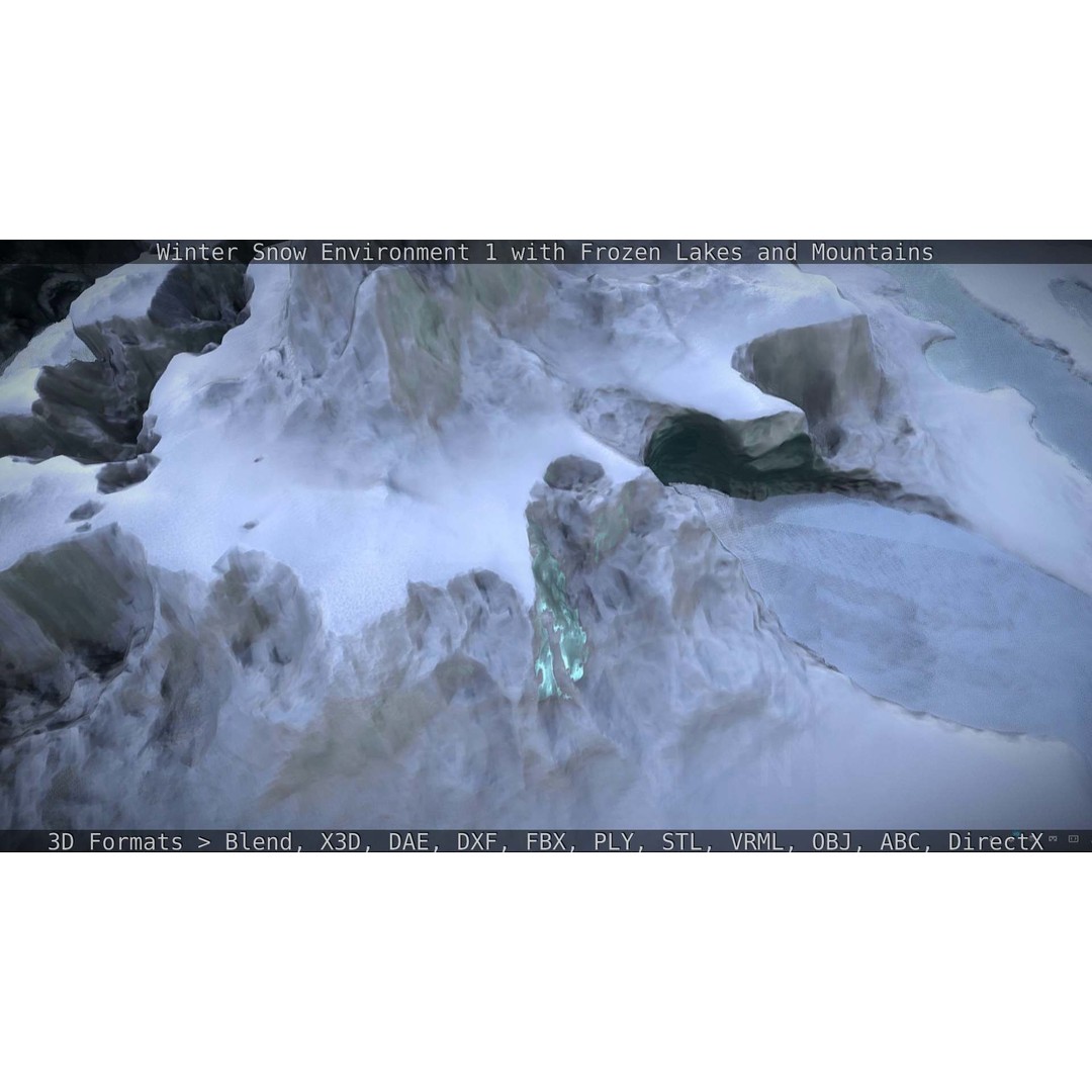 Winter Snow Environment 3D Model – Low Poly Landscape with Frozen Lakes and Mountains - View 49