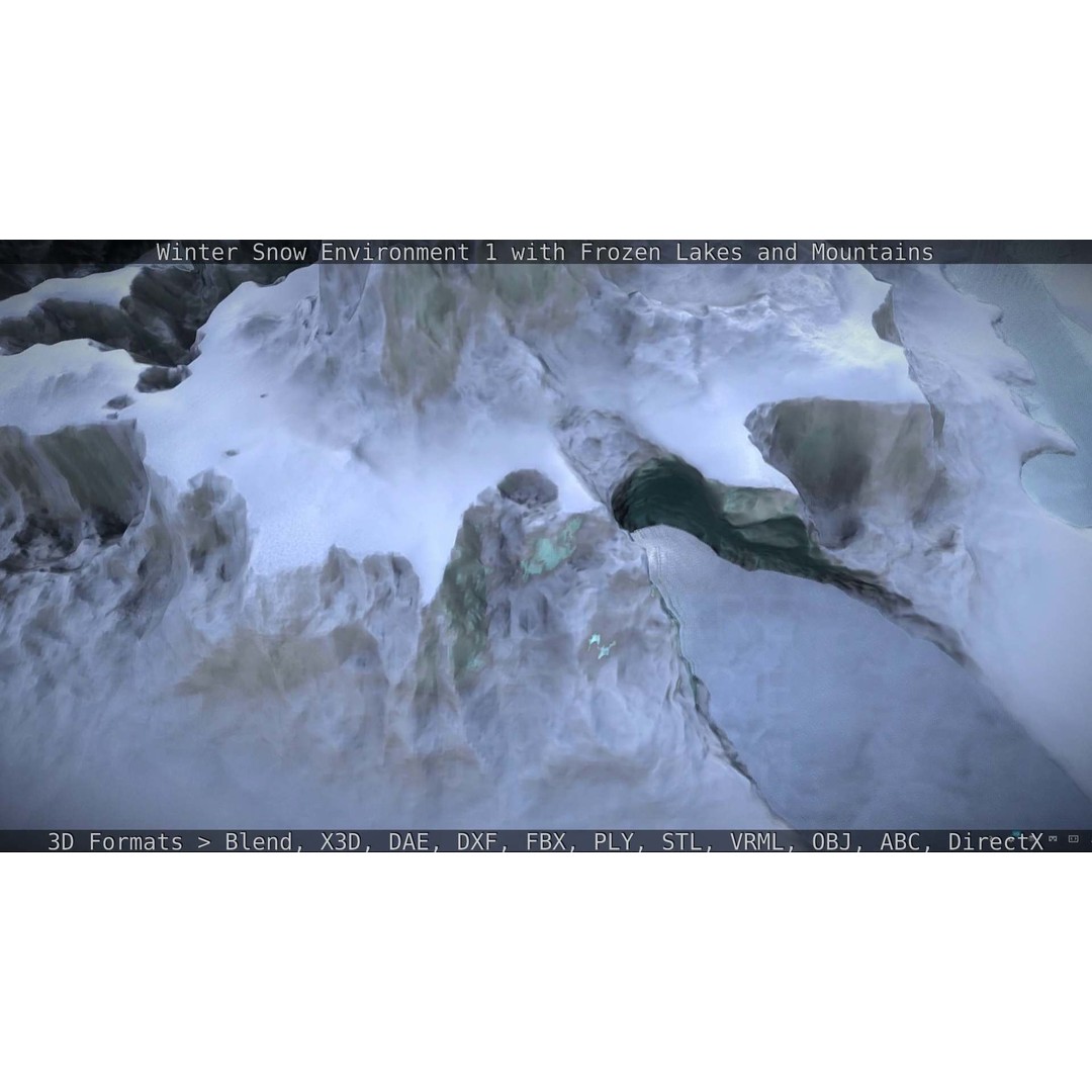 Winter Snow Environment 3D Model – Low Poly Landscape with Frozen Lakes and Mountains - View 50