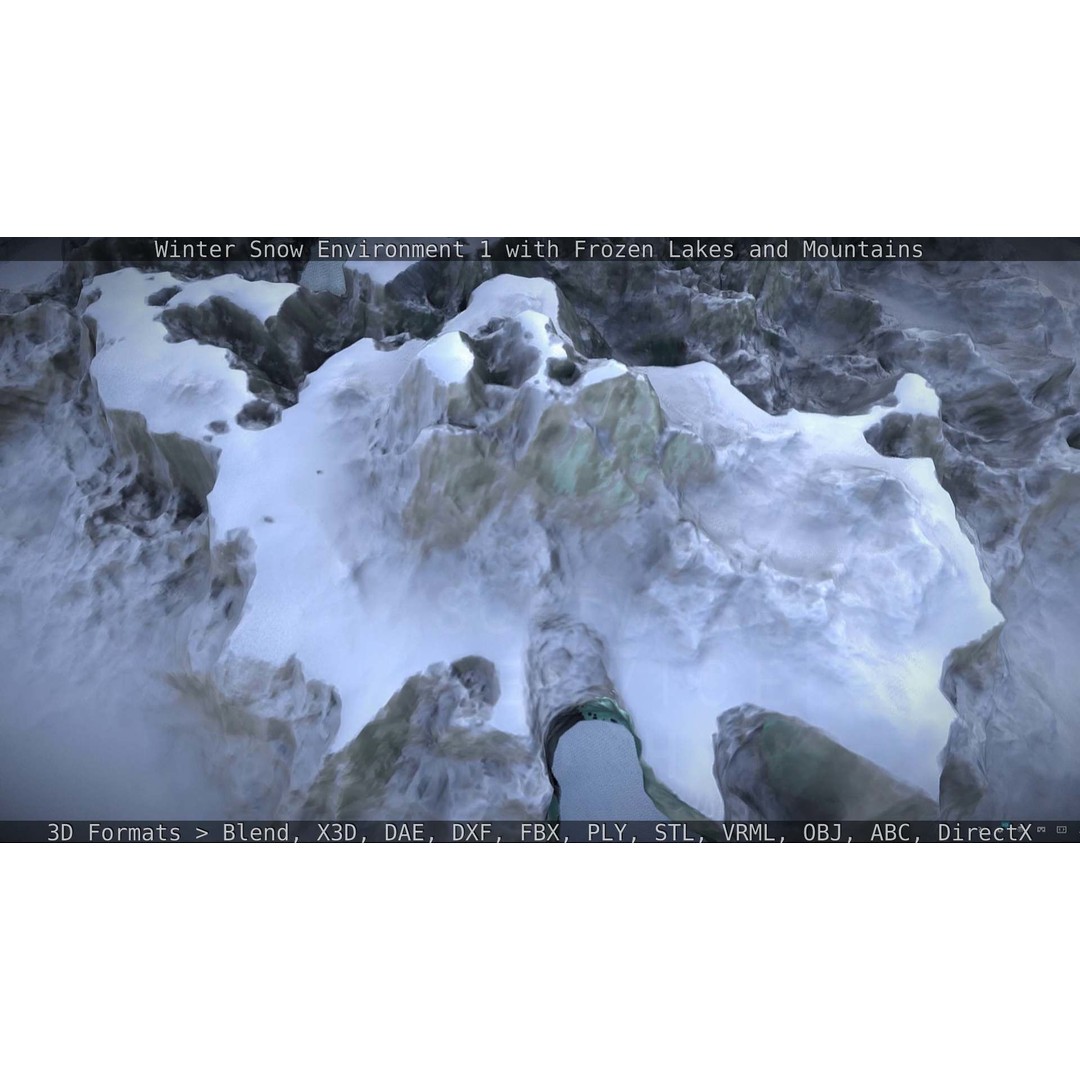 Winter Snow Environment 3D Model – Low Poly Landscape with Frozen Lakes and Mountains - View 51