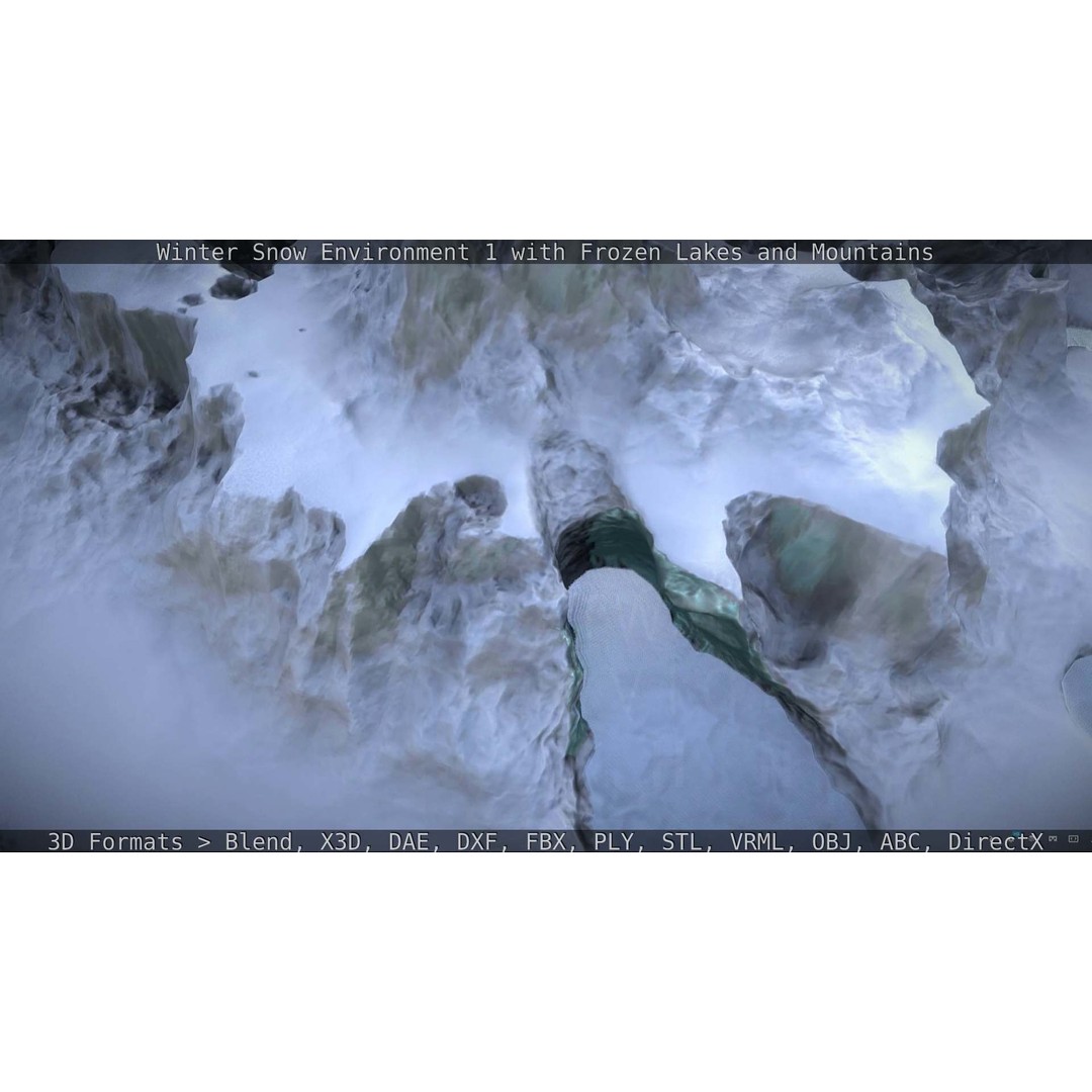 Winter Snow Environment 3D Model – Low Poly Landscape with Frozen Lakes and Mountains - View 53
