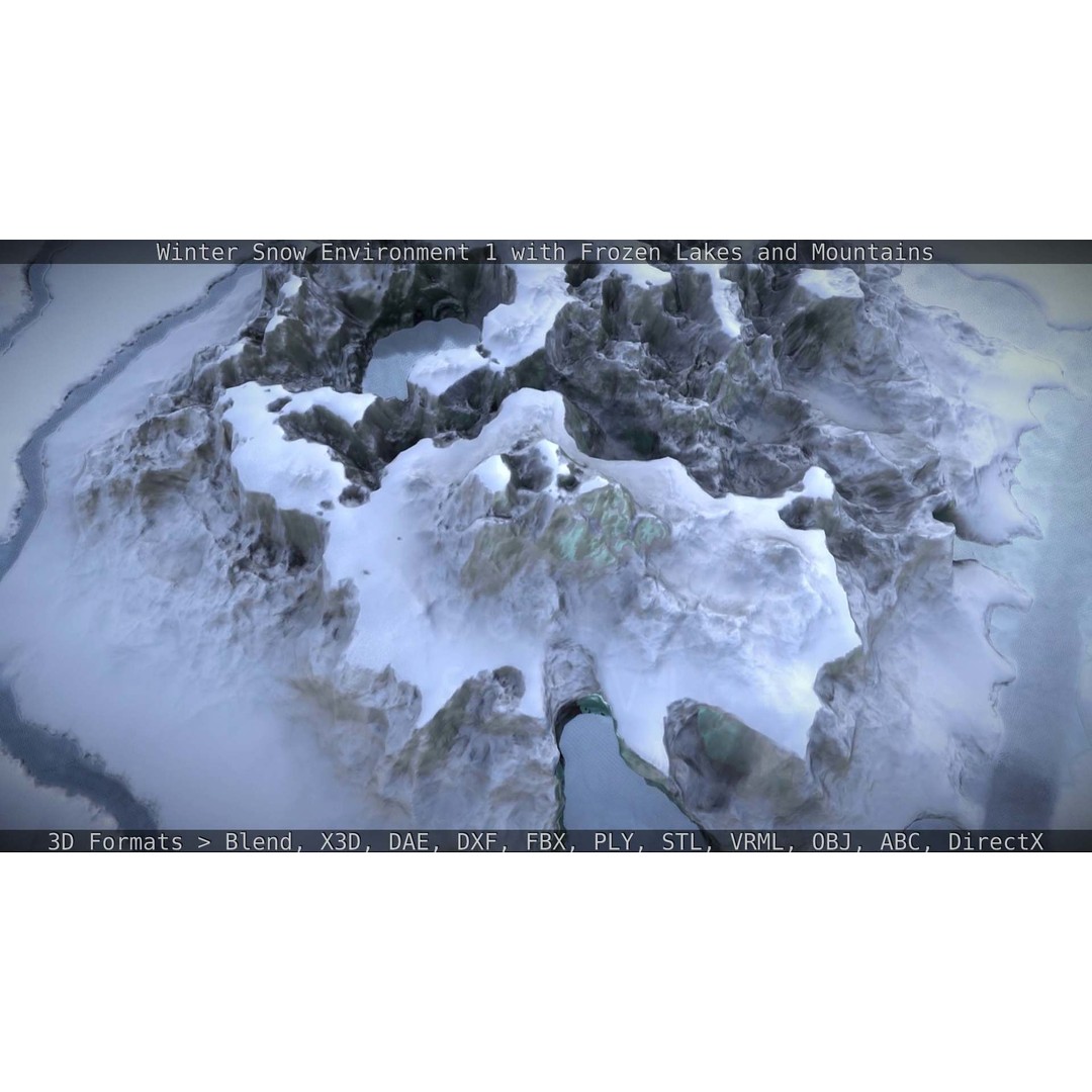 Winter Snow Environment 3D Model – Low Poly Landscape with Frozen Lakes and Mountains - View 55