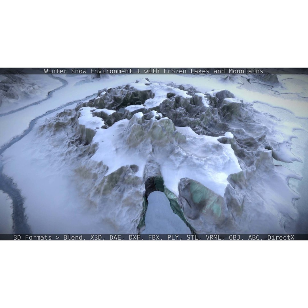 Winter Snow Environment 3D Model – Low Poly Landscape with Frozen Lakes and Mountains - View 56