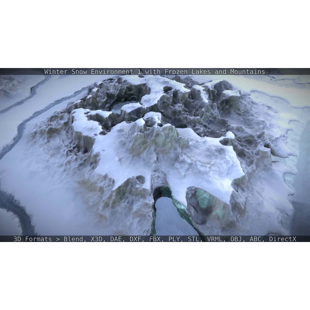 Winter Snow Environment 3D Model – Low Poly Landscape with Frozen Lakes and Mountains - View 57