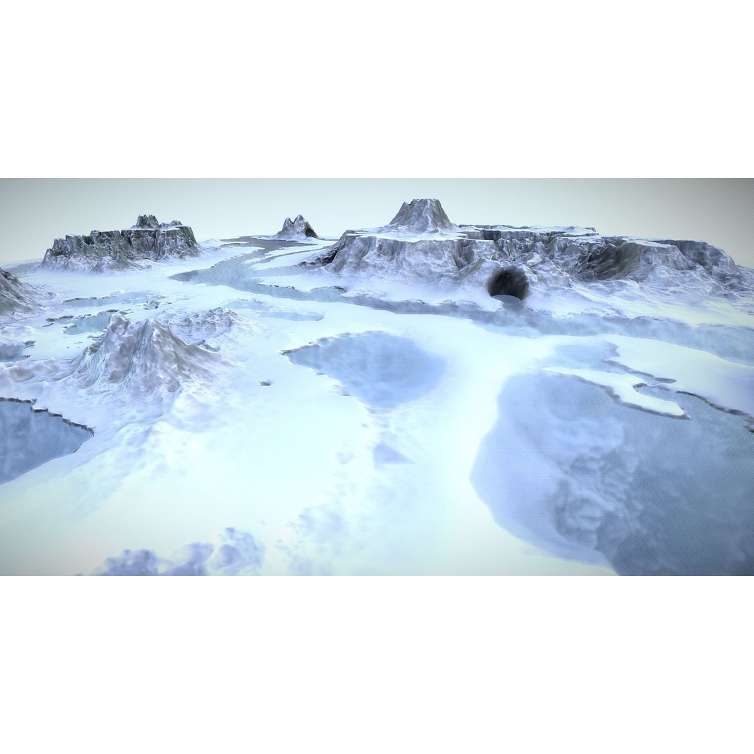 Winter Snow Environment 3D Model – Low Poly Landscape with Frozen Lakes and Mountains - View 6