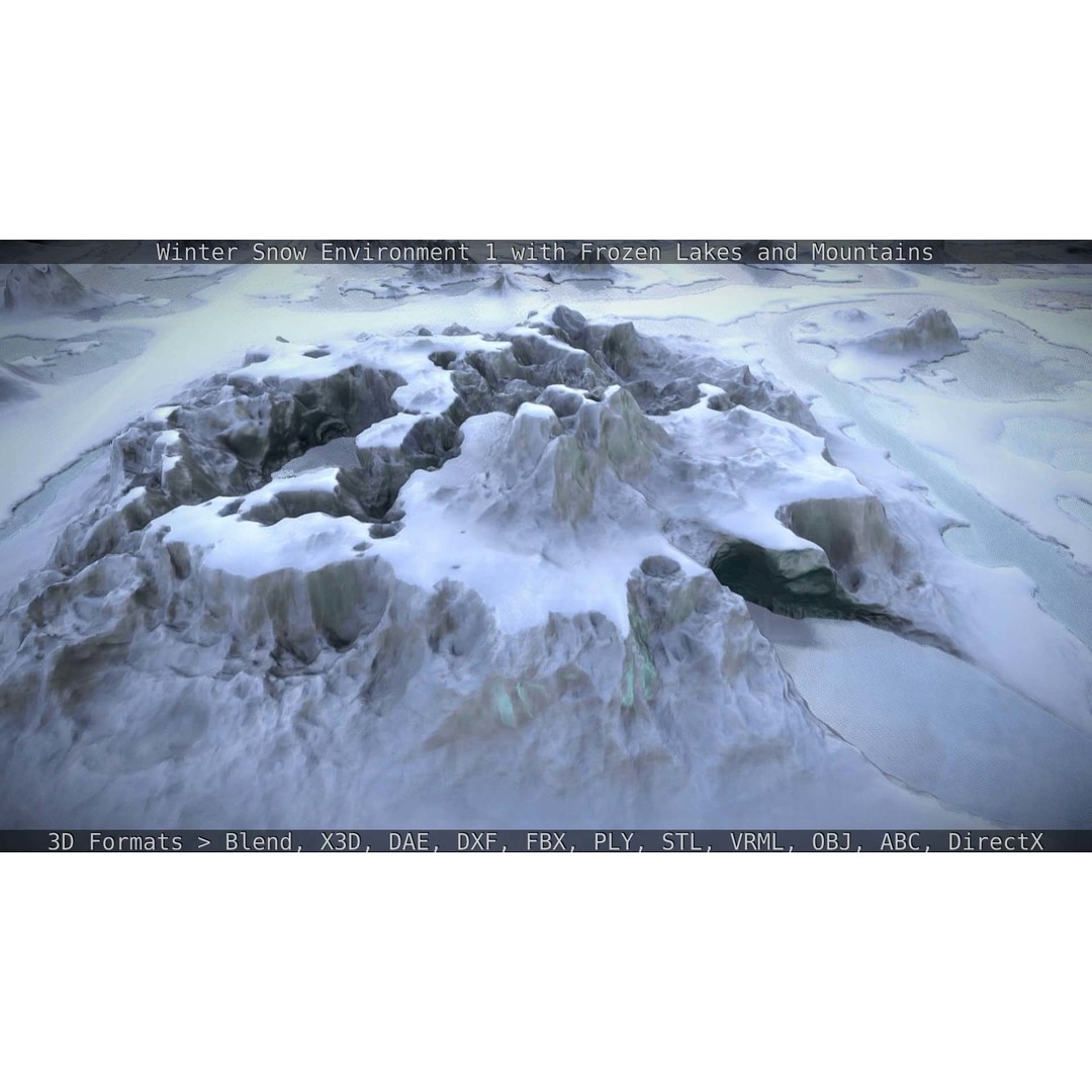 Winter Snow Environment 3D Model – Low Poly Landscape with Frozen Lakes and Mountains - View 68