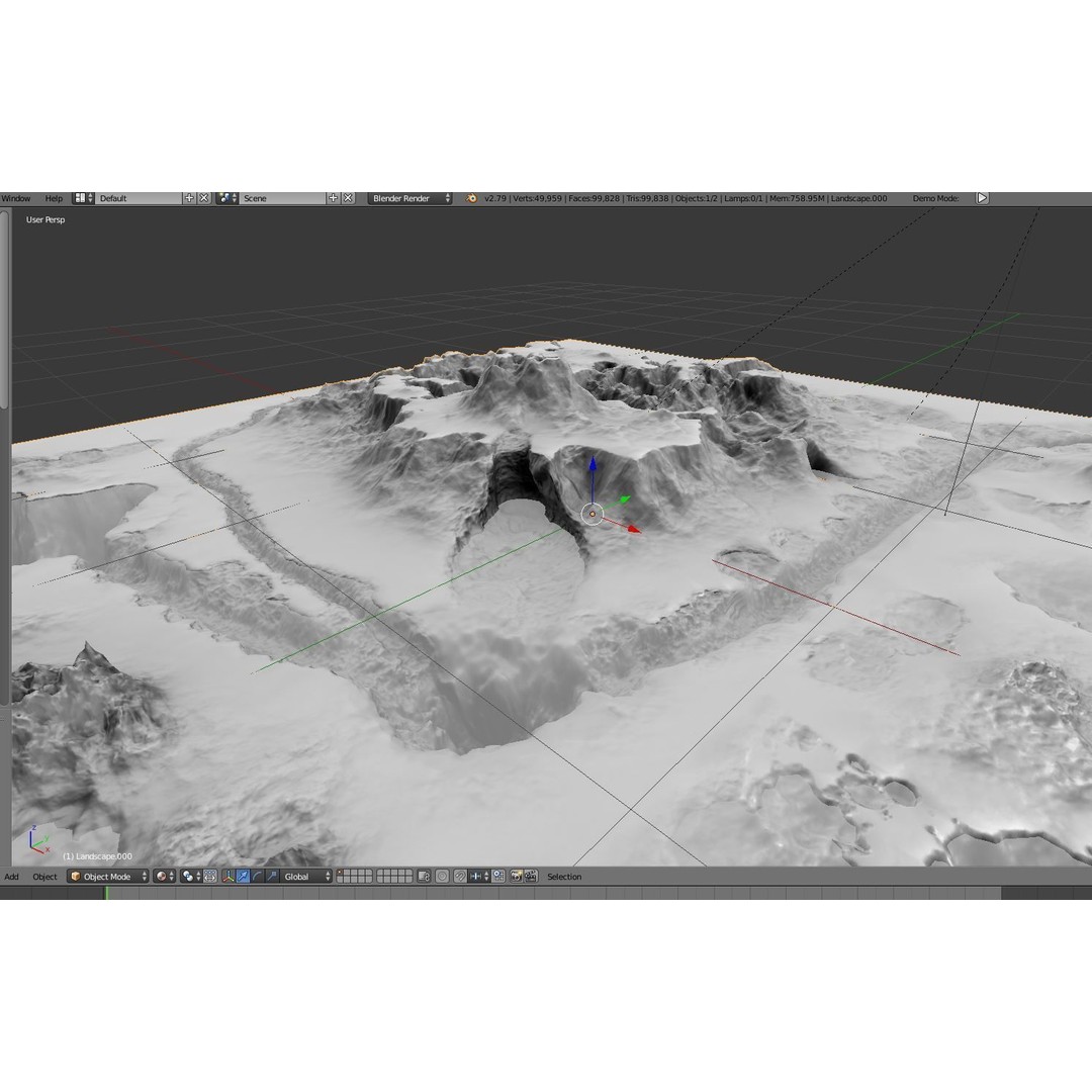 Winter Snow Environment 3D Model – Low Poly Landscape with Frozen Lakes and Mountains - View 7