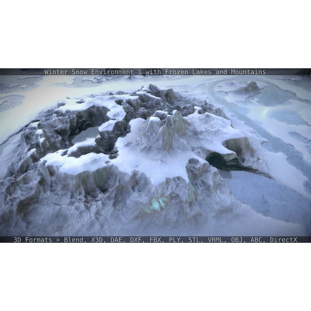 Winter Snow Environment 3D Model – Low Poly Landscape with Frozen Lakes and Mountains - View 71