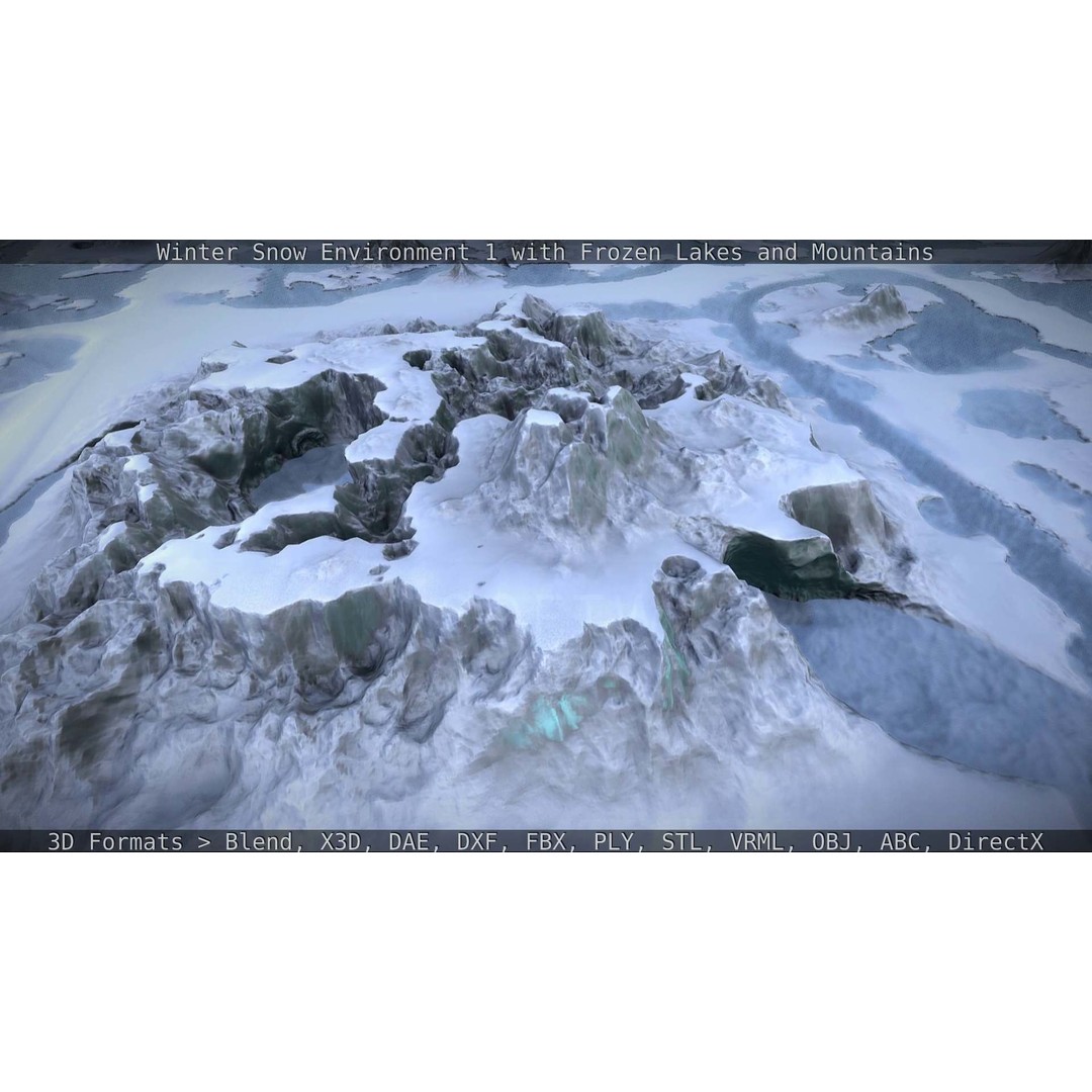 Winter Snow Environment 3D Model – Low Poly Landscape with Frozen Lakes and Mountains - View 74