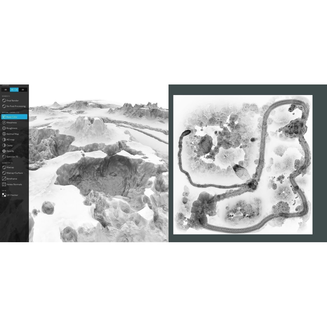 Winter Snow Environment 3D Model – Low Poly Landscape with Frozen Lakes and Mountains - View 8