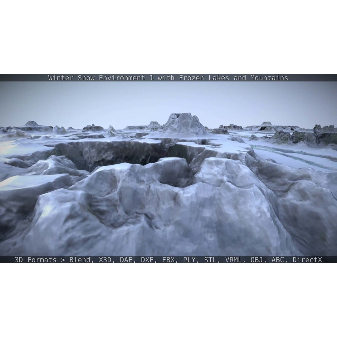 Winter Snow Environment 3D Model – Low Poly Landscape with Frozen Lakes and Mountains - View 86