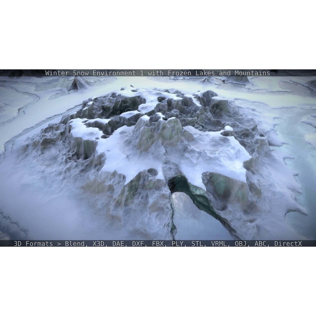 Winter Snow Environment 3D Model – Low Poly Landscape with Frozen Lakes and Mountains - View 98