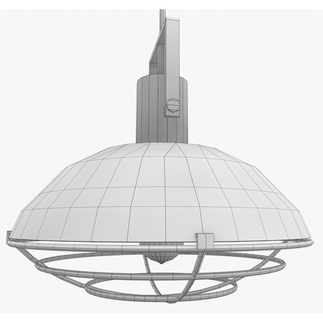 Industrial Overhead Light Fixture 3D Model – Low Poly Game Ready, FBX - View 11