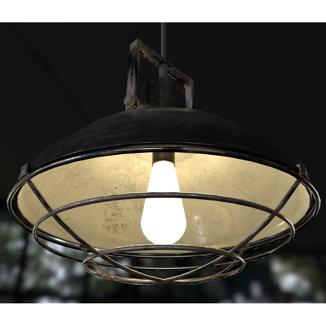 Industrial Overhead Light Fixture 3D Model – Low Poly Game Ready, FBX - View 15