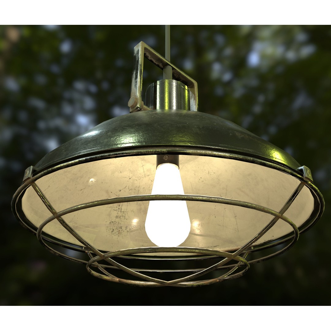 Industrial Overhead Light Fixture 3D Model – Low Poly Game Ready, FBX - View 16