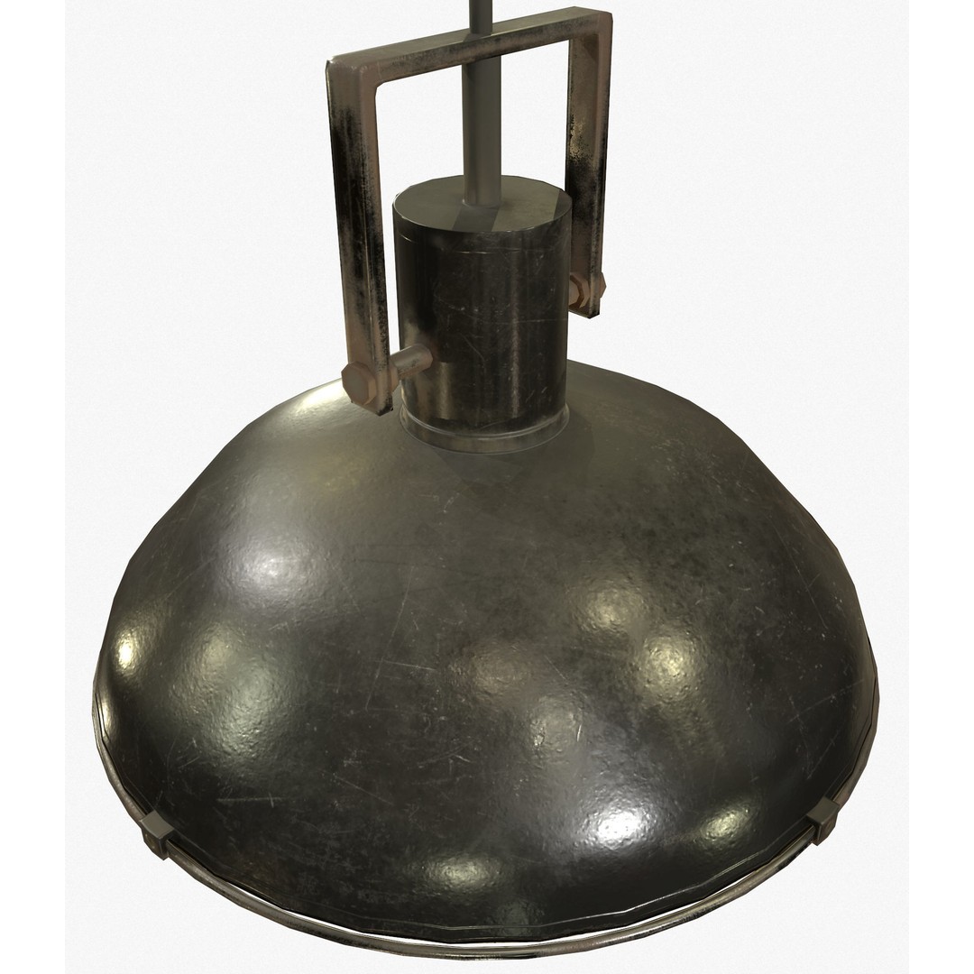 Industrial Overhead Light Fixture 3D Model – Low Poly Game Ready, FBX - View 4