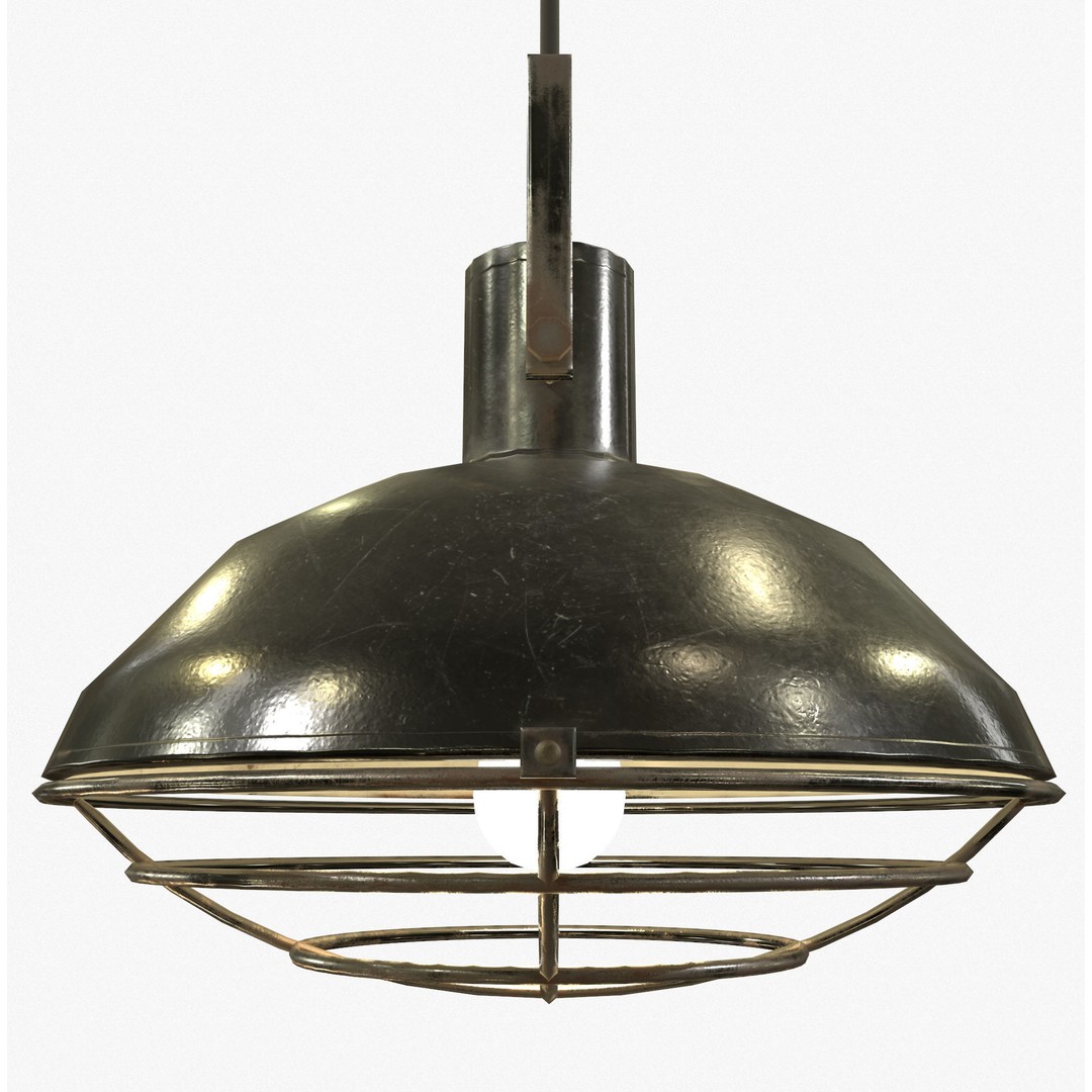 Industrial Overhead Light Fixture 3D Model – Low Poly Game Ready, FBX - View 5