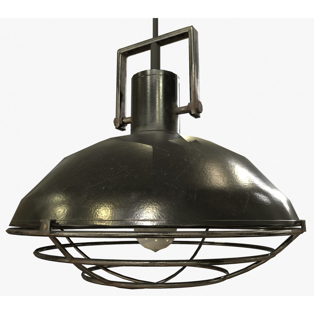 Industrial Overhead Light Fixture 3D Model – Low Poly Game Ready, FBX - View 8