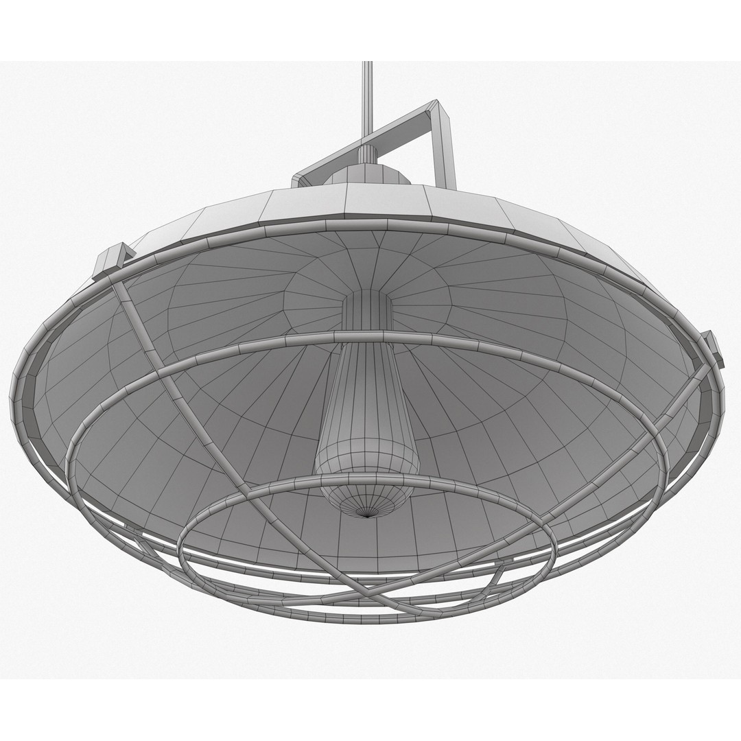 Industrial Overhead Light Fixture 3D Model – Low Poly Game Ready, FBX - View 9
