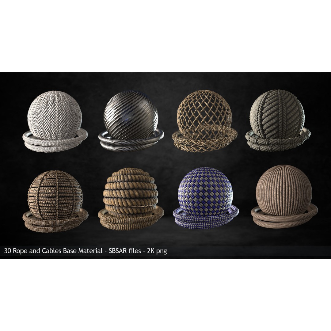 Rope and Cable 3D Model – PBR Textures, SBSAR & PNG Formats