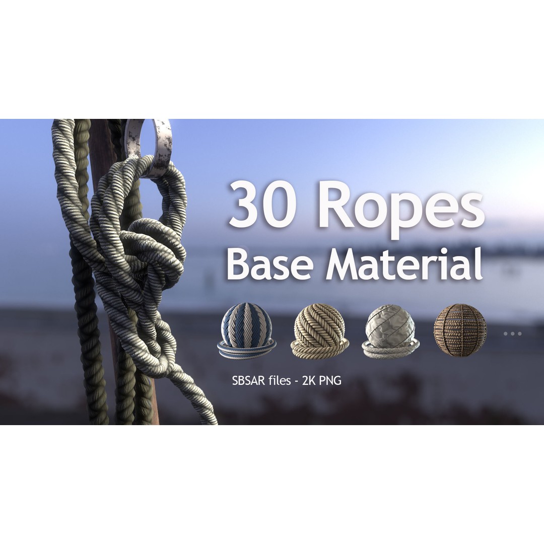 Rope and Cable 3D Model – PBR Textures, SBSAR & PNG Formats - View 3