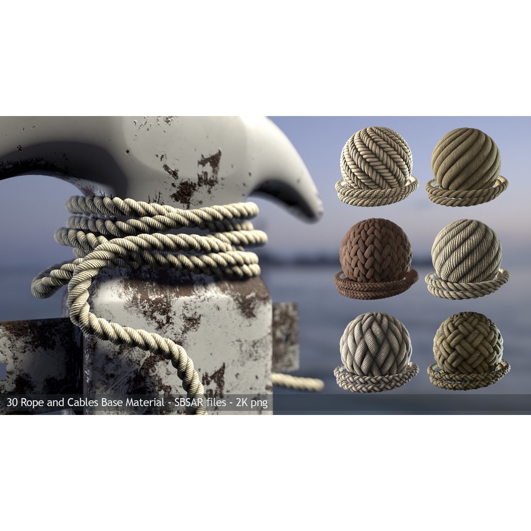 Rope and Cable 3D Model – PBR Textures, SBSAR & PNG Formats - View 4