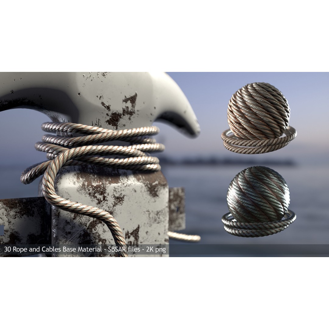 Rope and Cable 3D Model – PBR Textures, SBSAR & PNG Formats - View 5
