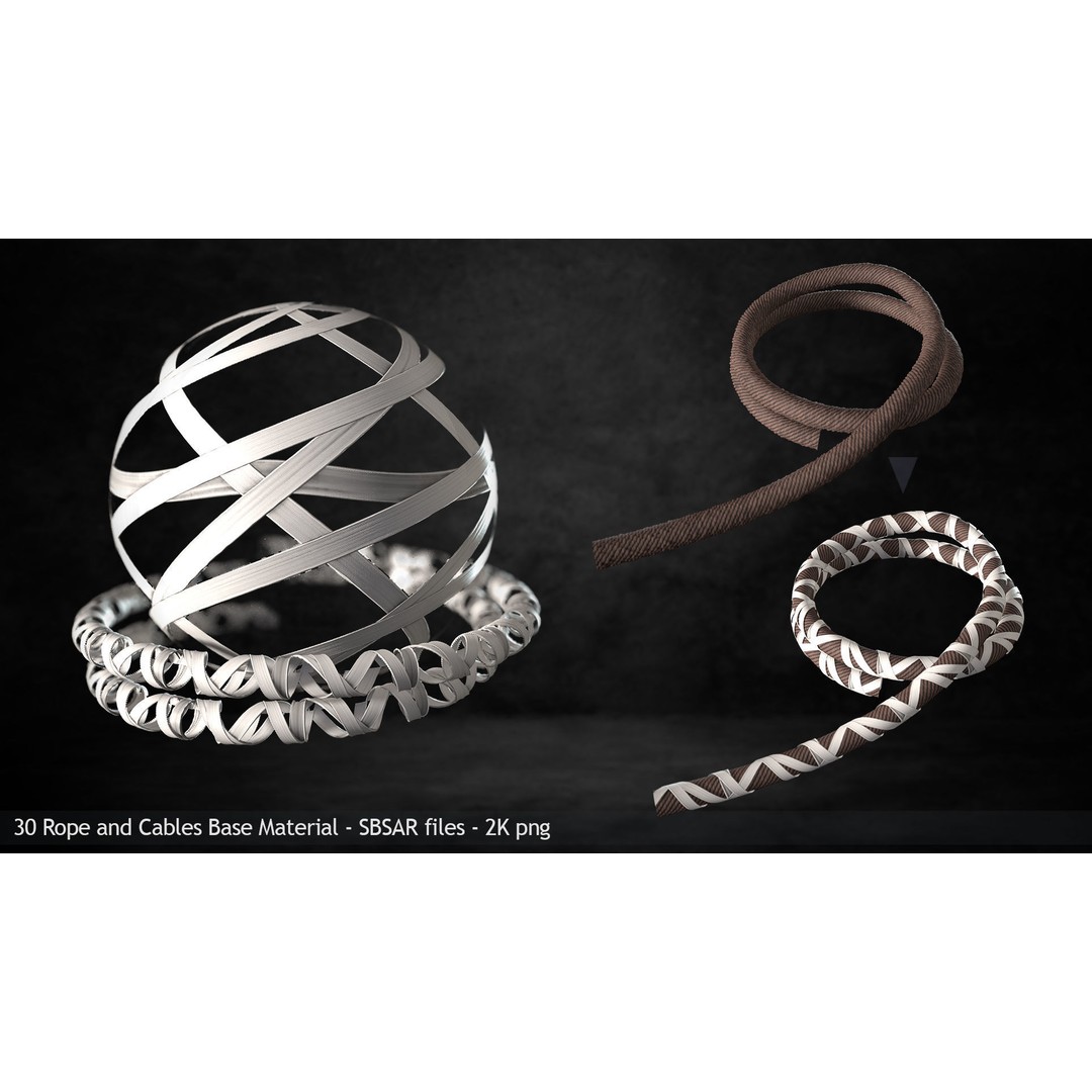 Rope and Cable 3D Model – PBR Textures, SBSAR & PNG Formats - View 6