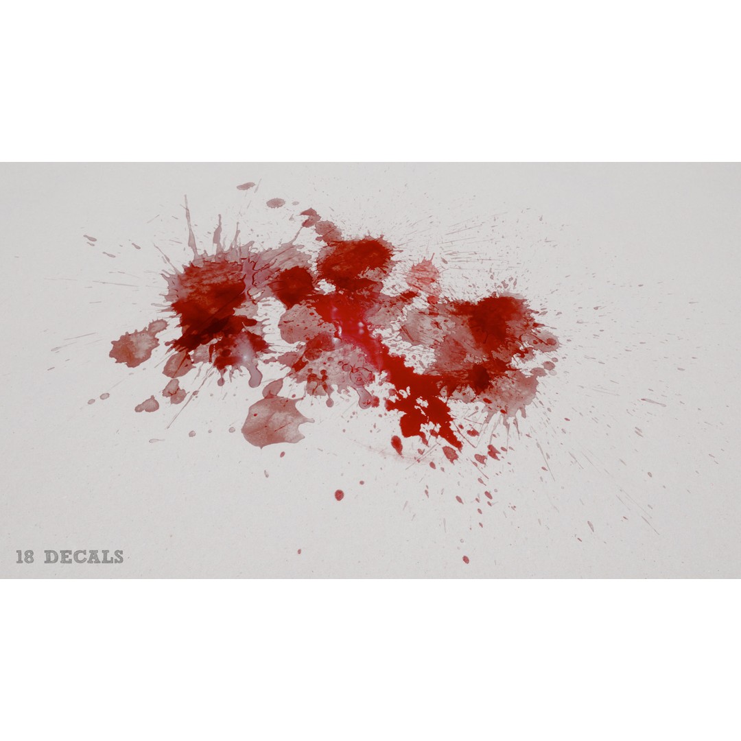 Blood Splashes Texture 3D Model – Horror Decal Collection, PBR - View 67