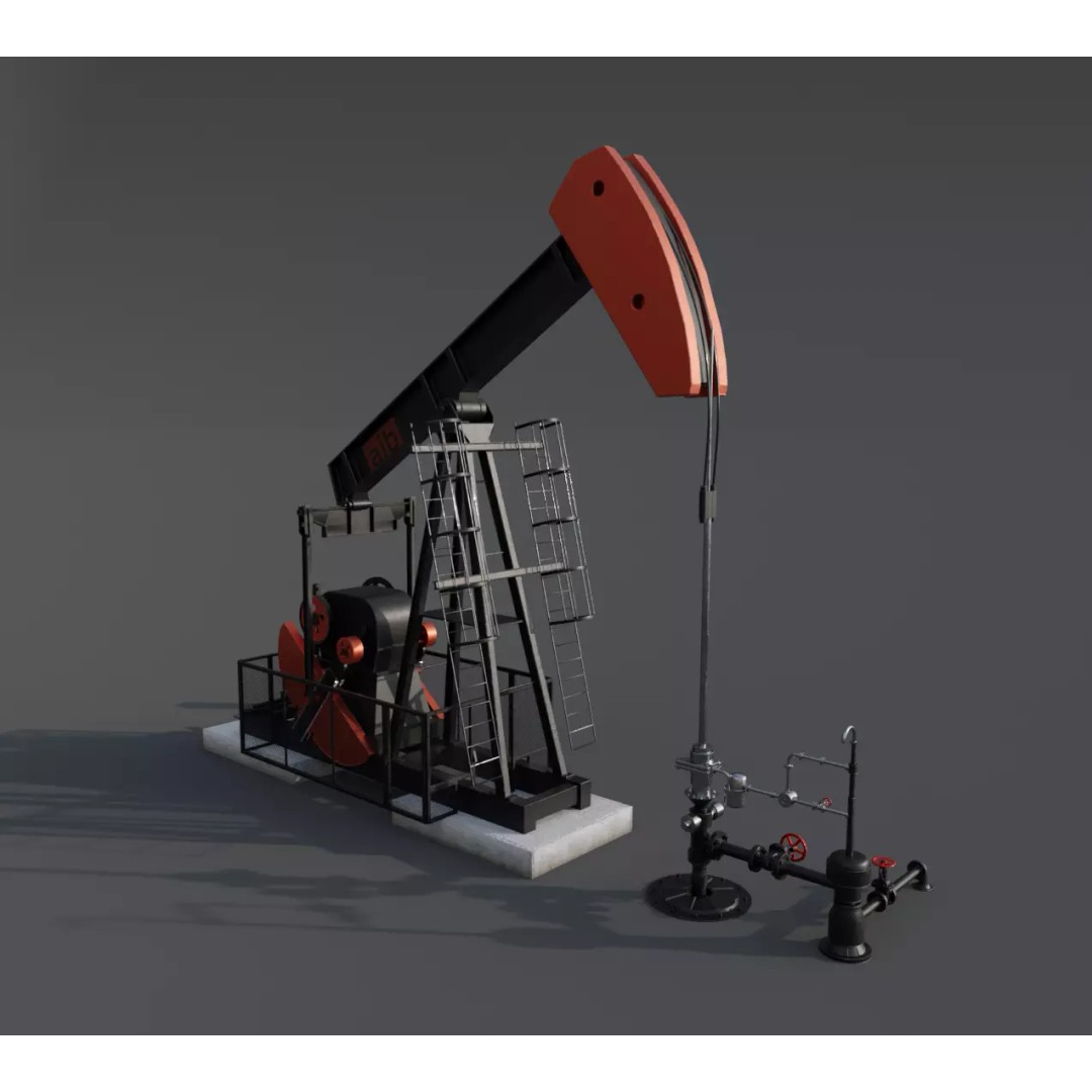Oil Pumpjack 3D Model – Animated Rigged PBR Asset, FBX, Blender - View 2