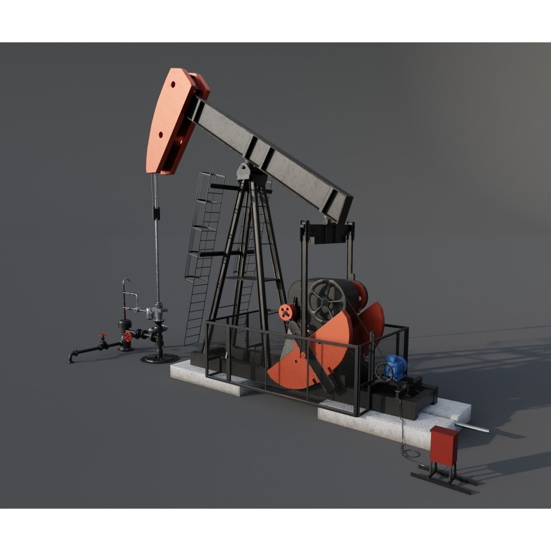 Oil Pumpjack 3D Model – Animated Rigged PBR Asset, FBX, Blender - View 3