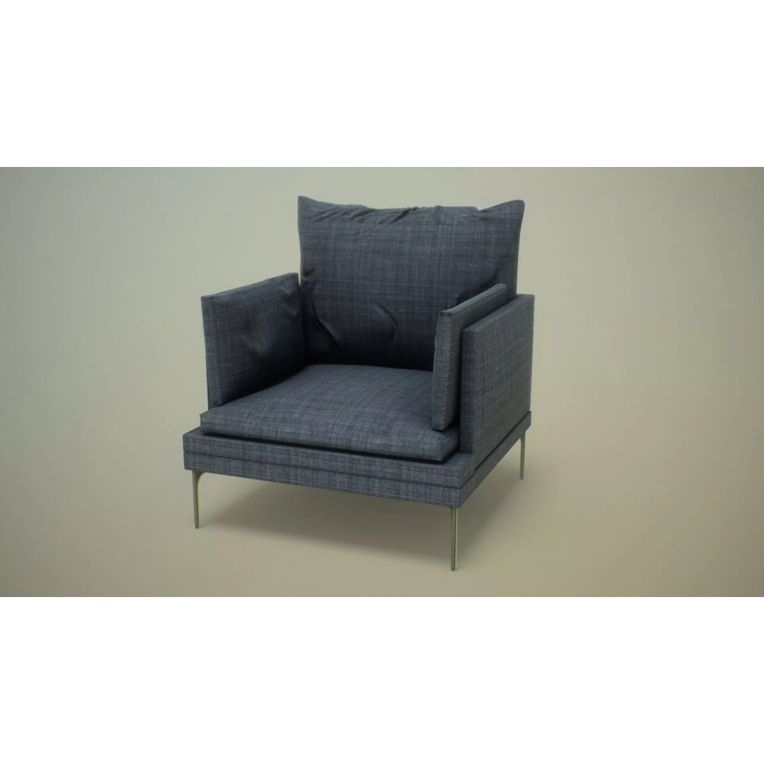 Single Sofa Chair 3D Model – Low Poly PBR Asset, FBX & More - View 2