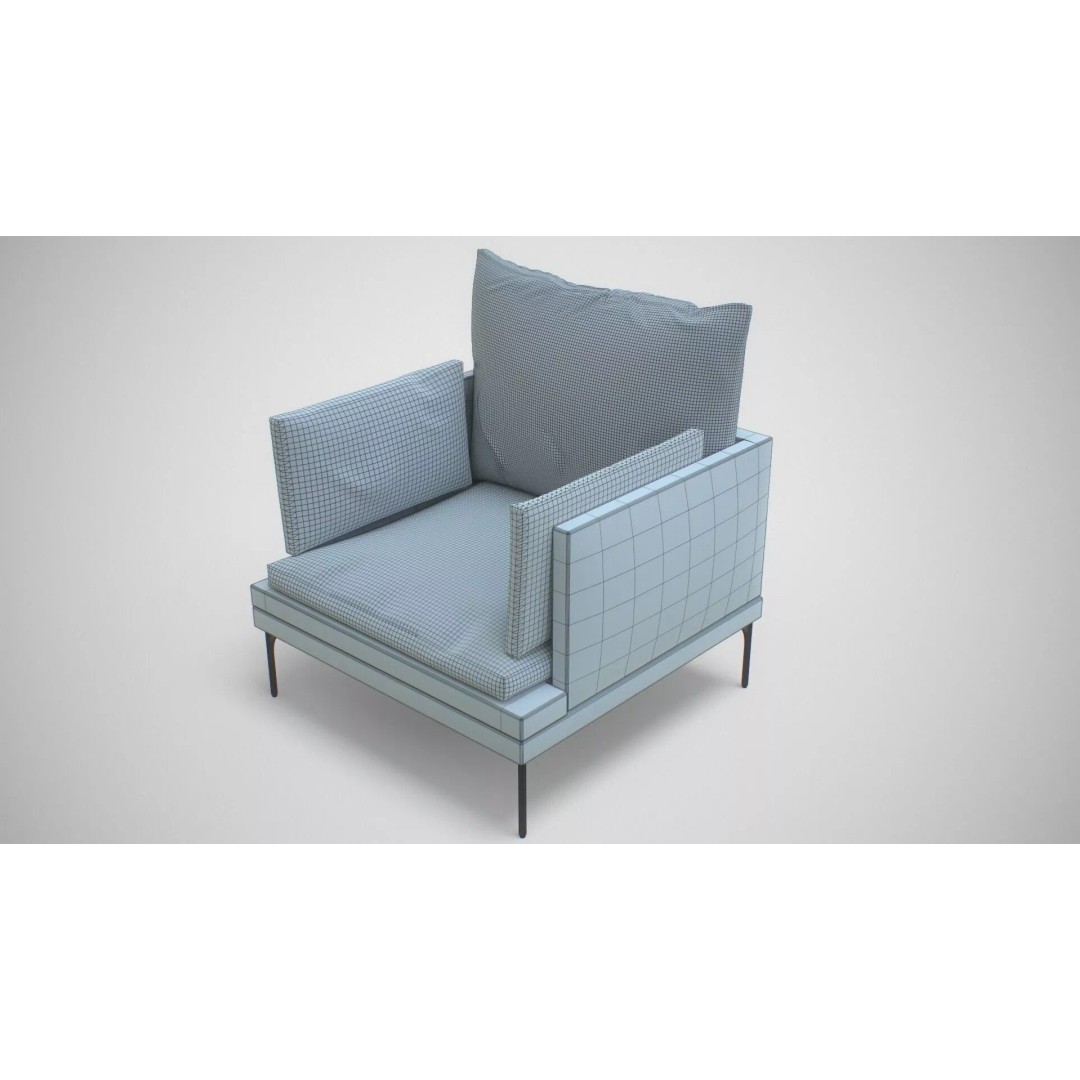 Single Sofa Chair 3D Model – Low Poly PBR Asset, FBX & More - View 20