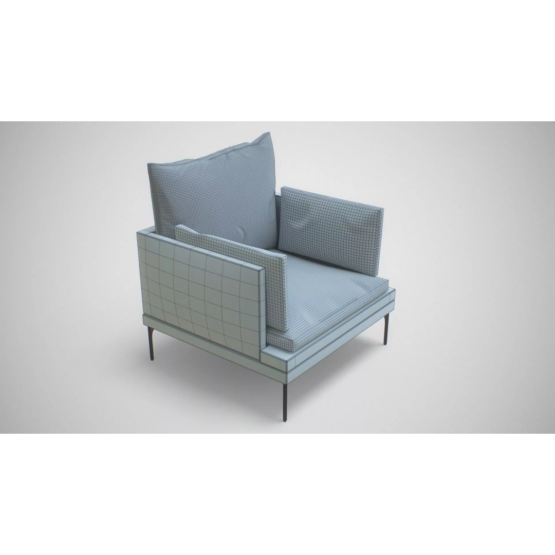 Single Sofa Chair 3D Model – Low Poly PBR Asset, FBX & More - View 21
