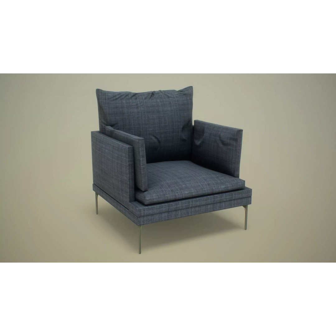 Single Sofa Chair 3D Model – Low Poly PBR Asset, FBX & More - View 3