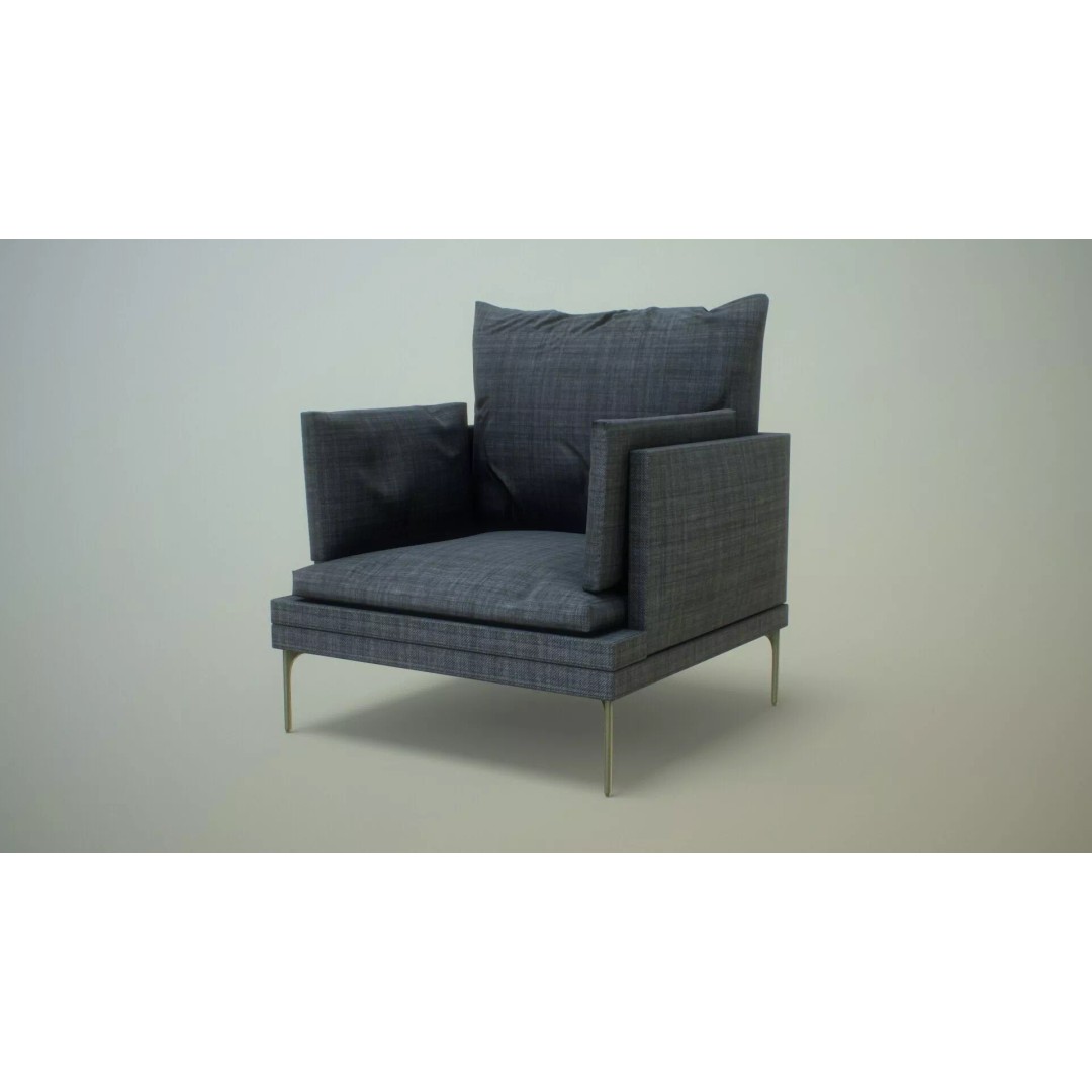 Single Sofa Chair 3D Model – Low Poly PBR Asset, FBX & More - View 8