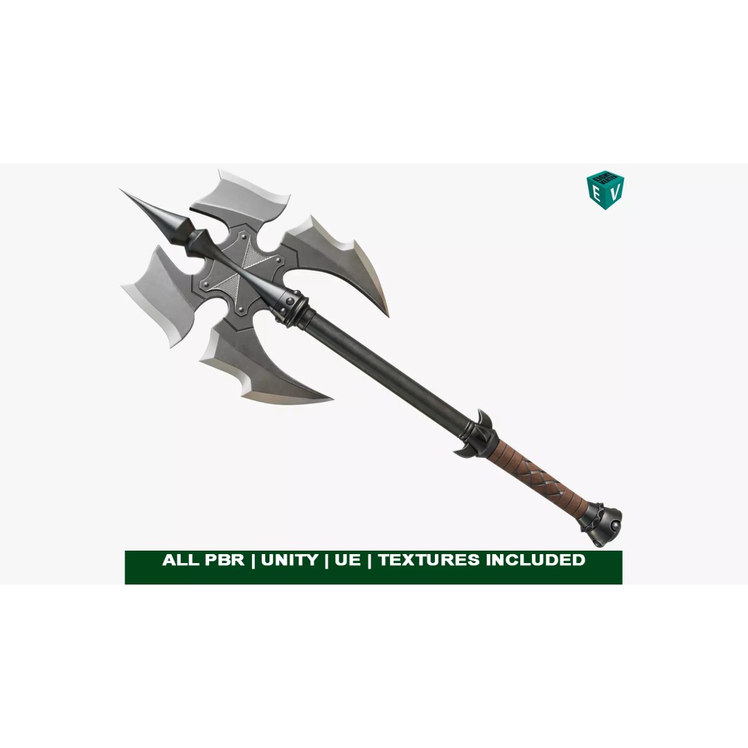 Battle Axe 3D Model – Low Poly PBR Weapon for Games, FBX - View 2
