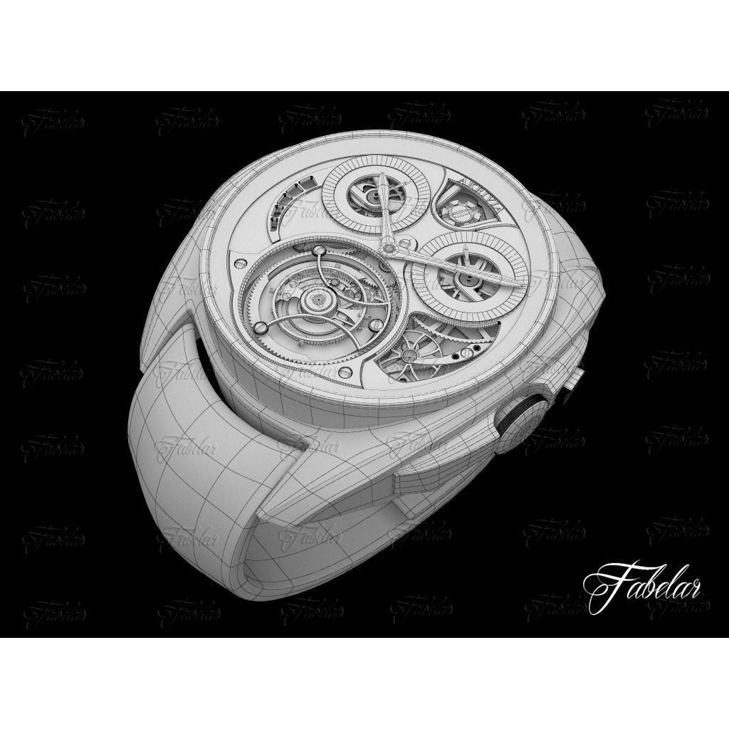 AkriviA Tourbillon 3D Model – Low Poly Watch with UV Mapping - View 10
