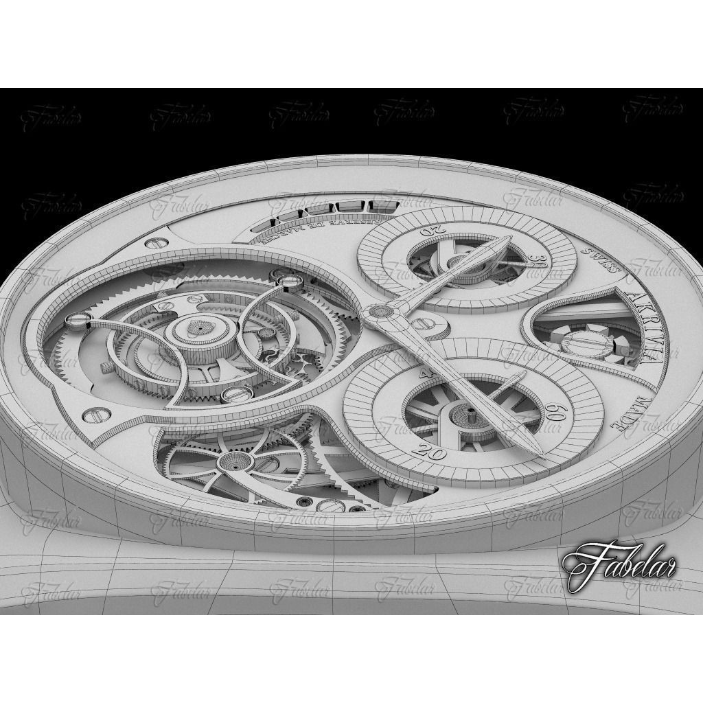 AkriviA Tourbillon 3D Model – Low Poly Watch with UV Mapping - View 12