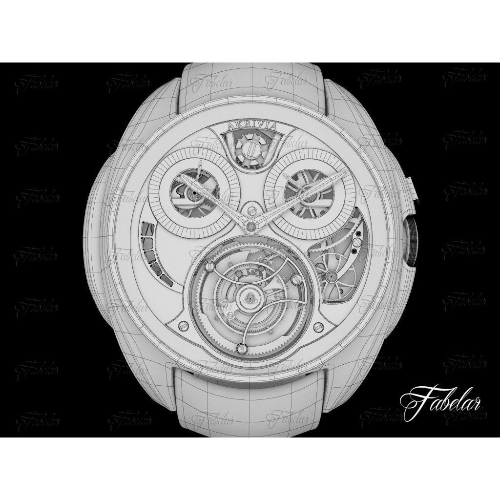 AkriviA Tourbillon 3D Model – Low Poly Watch with UV Mapping - View 13
