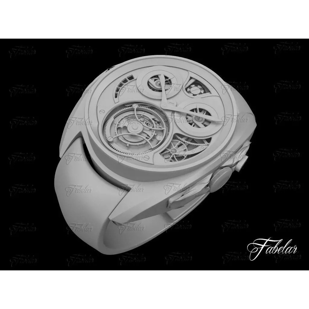 AkriviA Tourbillon 3D Model – Low Poly Watch with UV Mapping - View 2