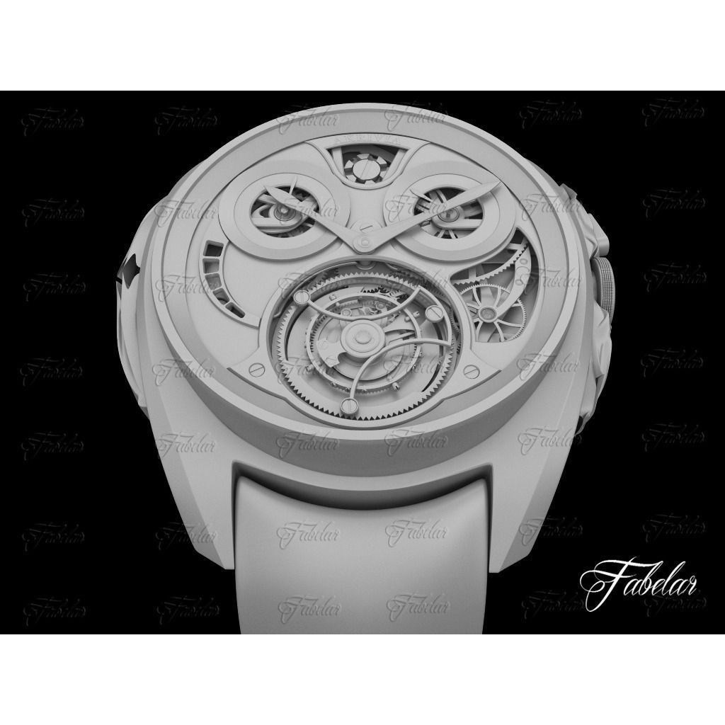 AkriviA Tourbillon 3D Model – Low Poly Watch with UV Mapping - View 3