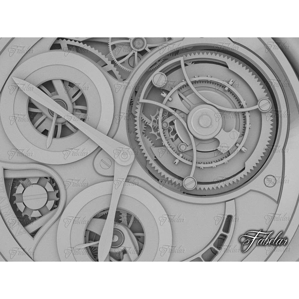 AkriviA Tourbillon 3D Model – Low Poly Watch with UV Mapping - View 9