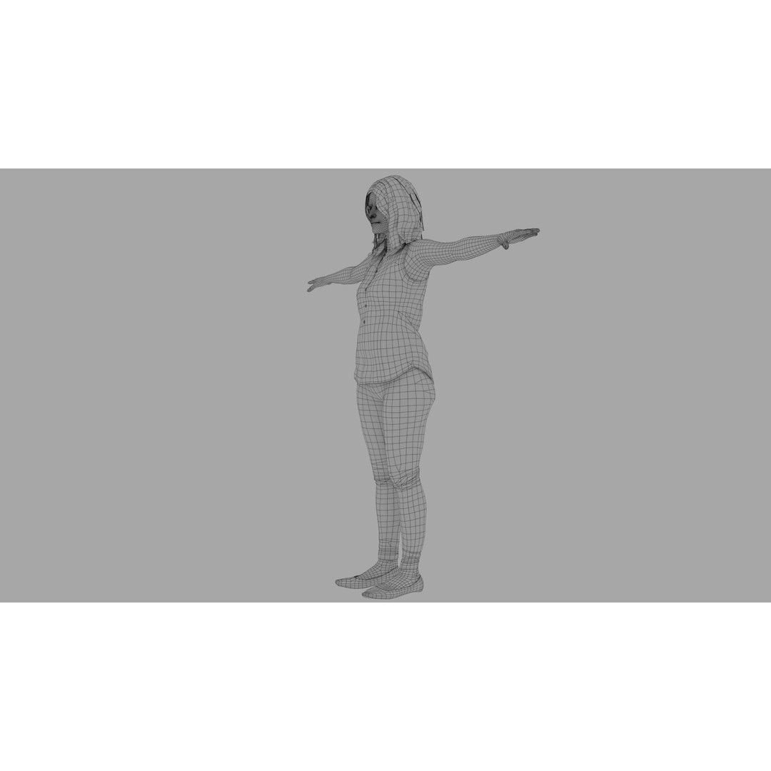 Rigged Female Character 3D Model – High Poly Game Asset, FBX, Blender