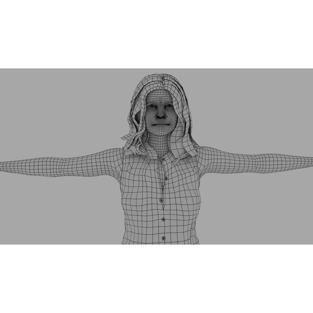 Rigged Female Character 3D Model – High Poly Game Asset, FBX, Blender - View 10