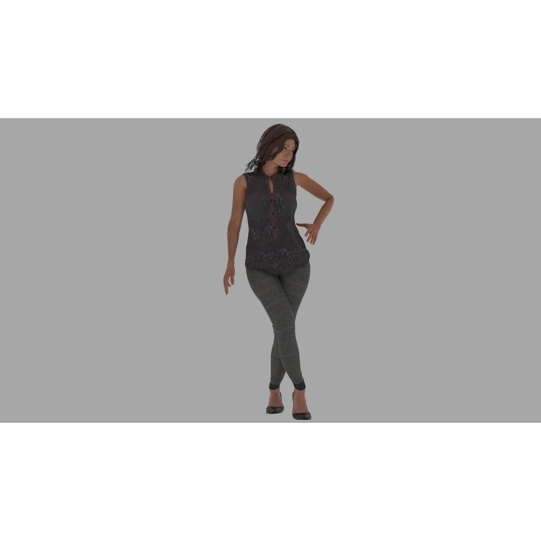 Rigged Female Character 3D Model – High Poly Game Asset, FBX, Blender - View 12