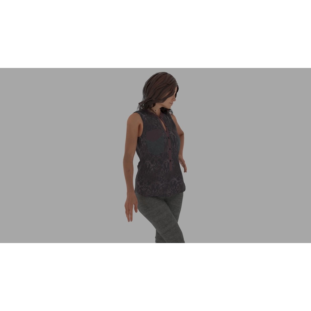 Rigged Female Character 3D Model – High Poly Game Asset, FBX, Blender - View 14