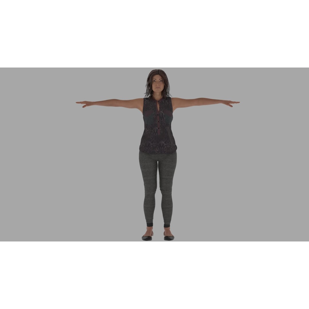 Rigged Female Character 3D Model – High Poly Game Asset, FBX, Blender - View 3